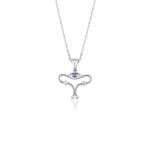 925 sterling silver uterus evil eye necklace - lykia jewelry