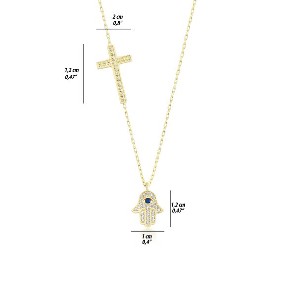 Hamsa Cross Necklace - Lykia Jewelry