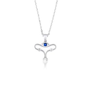 Silver Uterus Necklace - Blue Zirconium - Lykia Jewelry