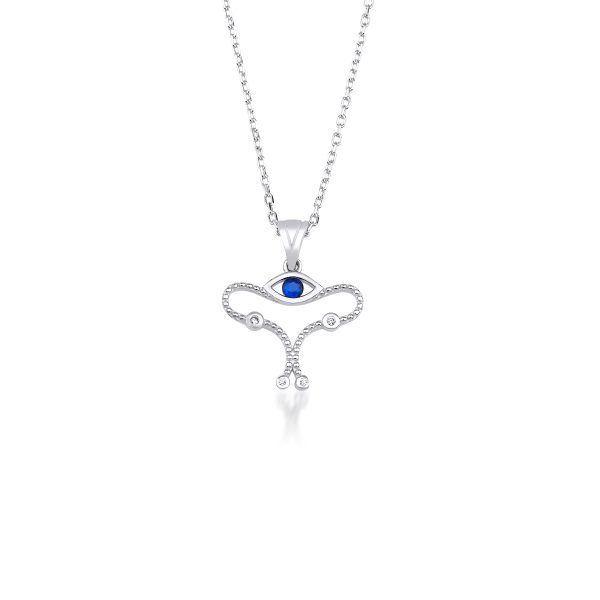 Silver Uterus Necklace - Blue Zirconium - Lykia Jewelry