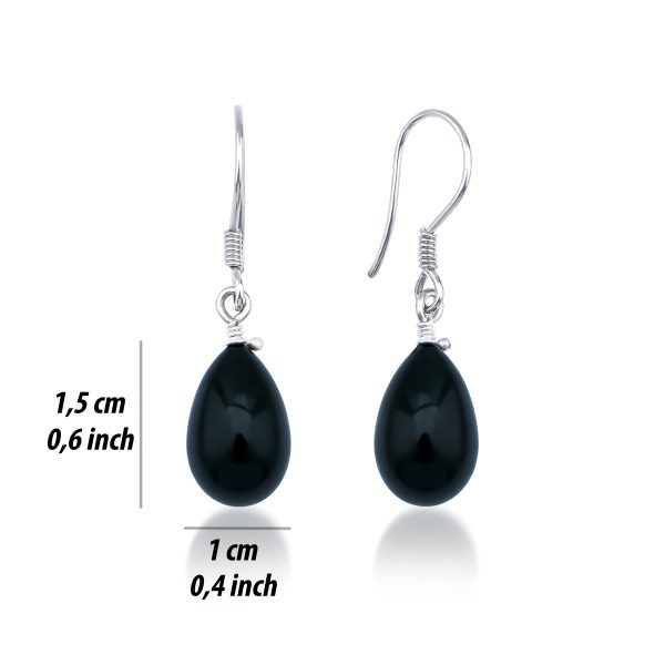 black dangle drop glass earrings size - lykia jewelry