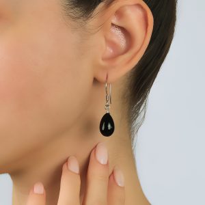 black drop earrings - lampwork jewelry - lykia jewelry