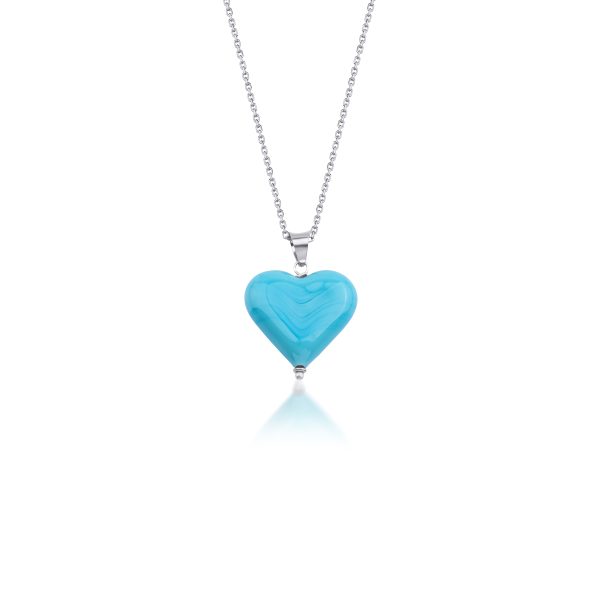 blue heart dainty glass necklace - lykia jewelry