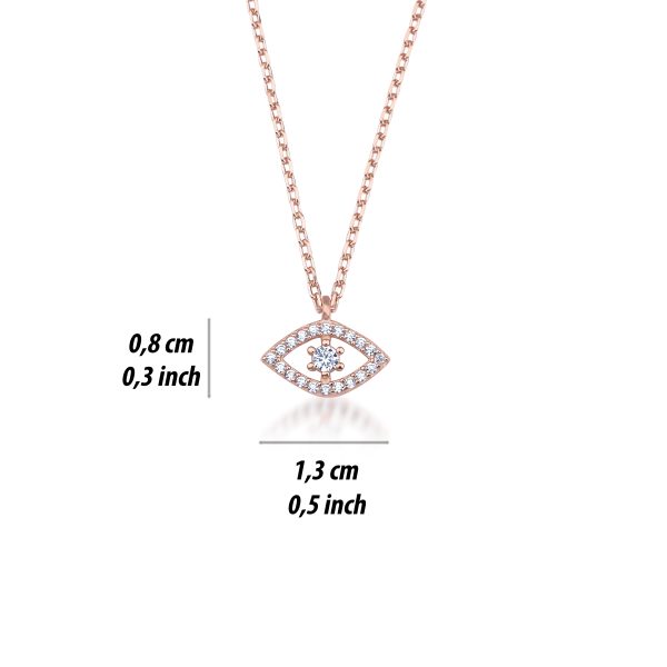 rose gold 925 sterling silver evil eye necklace - lykia jewelry - size